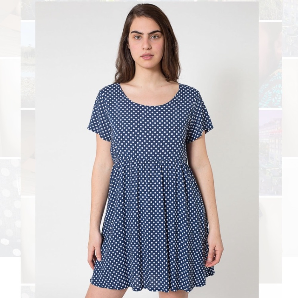 Navy Polka Dot American Apparel Babydoll Dress